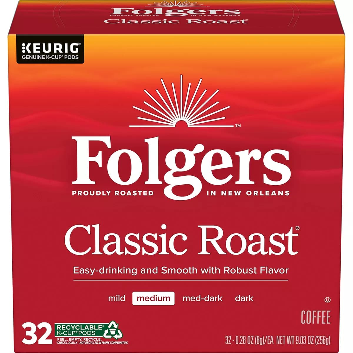 Folgers Classic Roast K -Cup - 32 Count