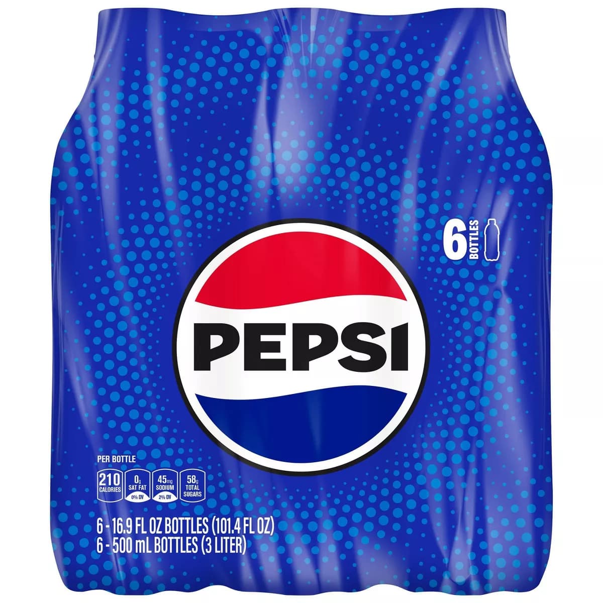 Pepsi Cola Soda - 6pk/16.9 fl oz Bottles