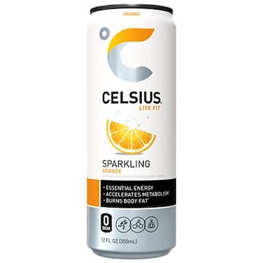 Celsius Sparkling Energy Drink - No Sugar or Preservatives - Orange (4 Drinks, 12 Fl Oz. Each)